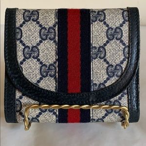 Vintage Gucci monogram Stripe Wallet in blue NEW